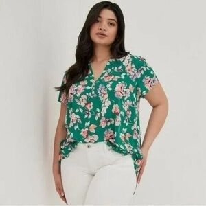 Torrid Green Floral Georgette‎ Blouse NWT SZ 5X